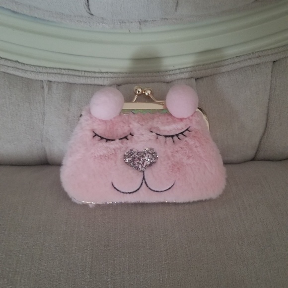 Irregular Choice Handbags - Tiny ted teddy bear faux fur pink coin purse